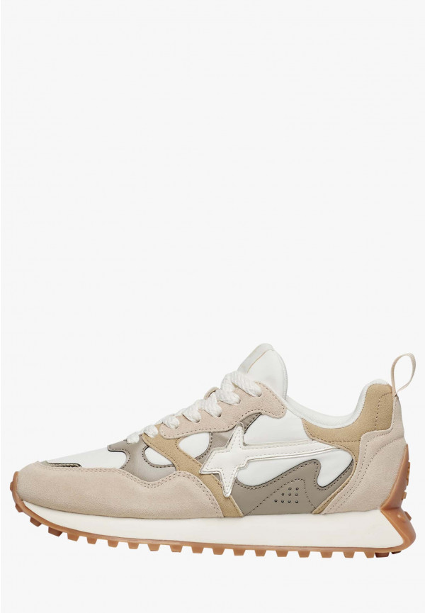 W6yz Sneakers in suede e tessuto tecnico Bianco panna -LOOP-W Novità