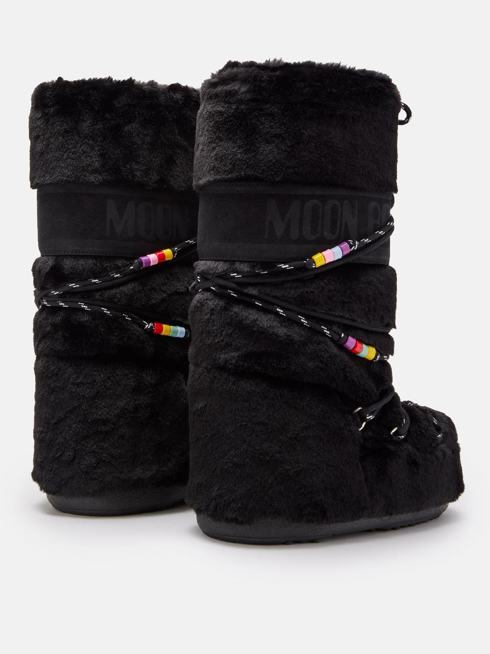 Moon Boot ICON FAUX-FUR BEADS NERO Fino al 60% di sconto