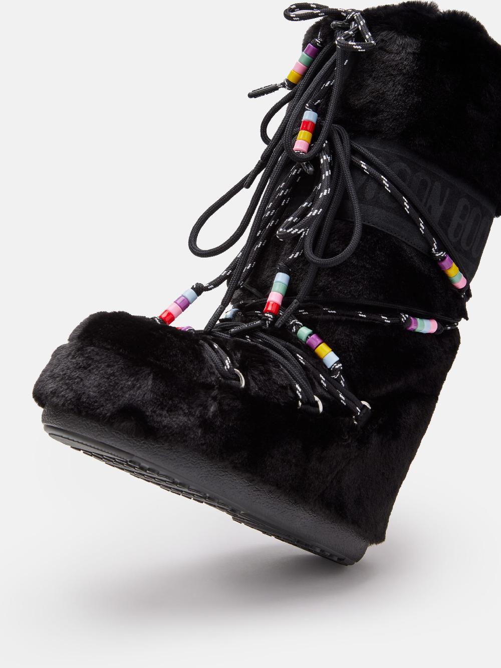 Moon Boot ICON FAUX-FUR BEADS NERO Fino al 60% di sconto