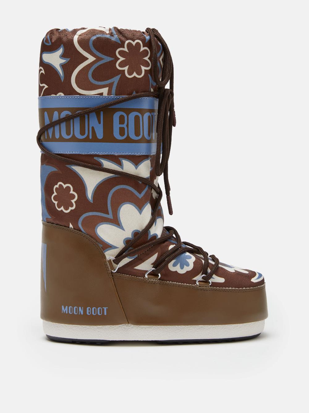Moon Boot ICON MARRONE CON MOTIVO FLOREALE Promozione