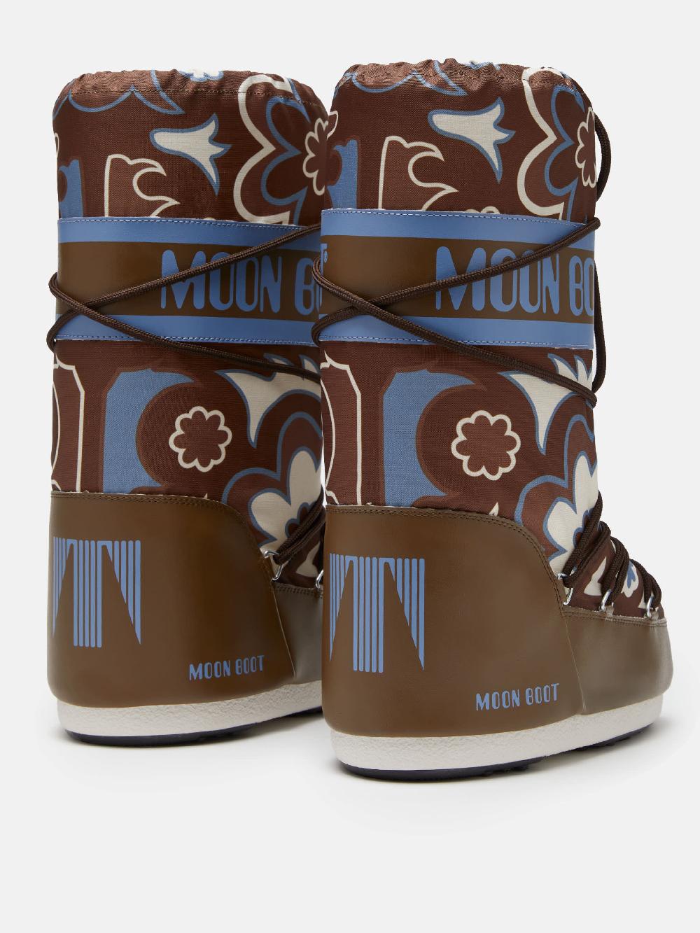 Moon Boot ICON MARRONE CON MOTIVO FLOREALE Promozione