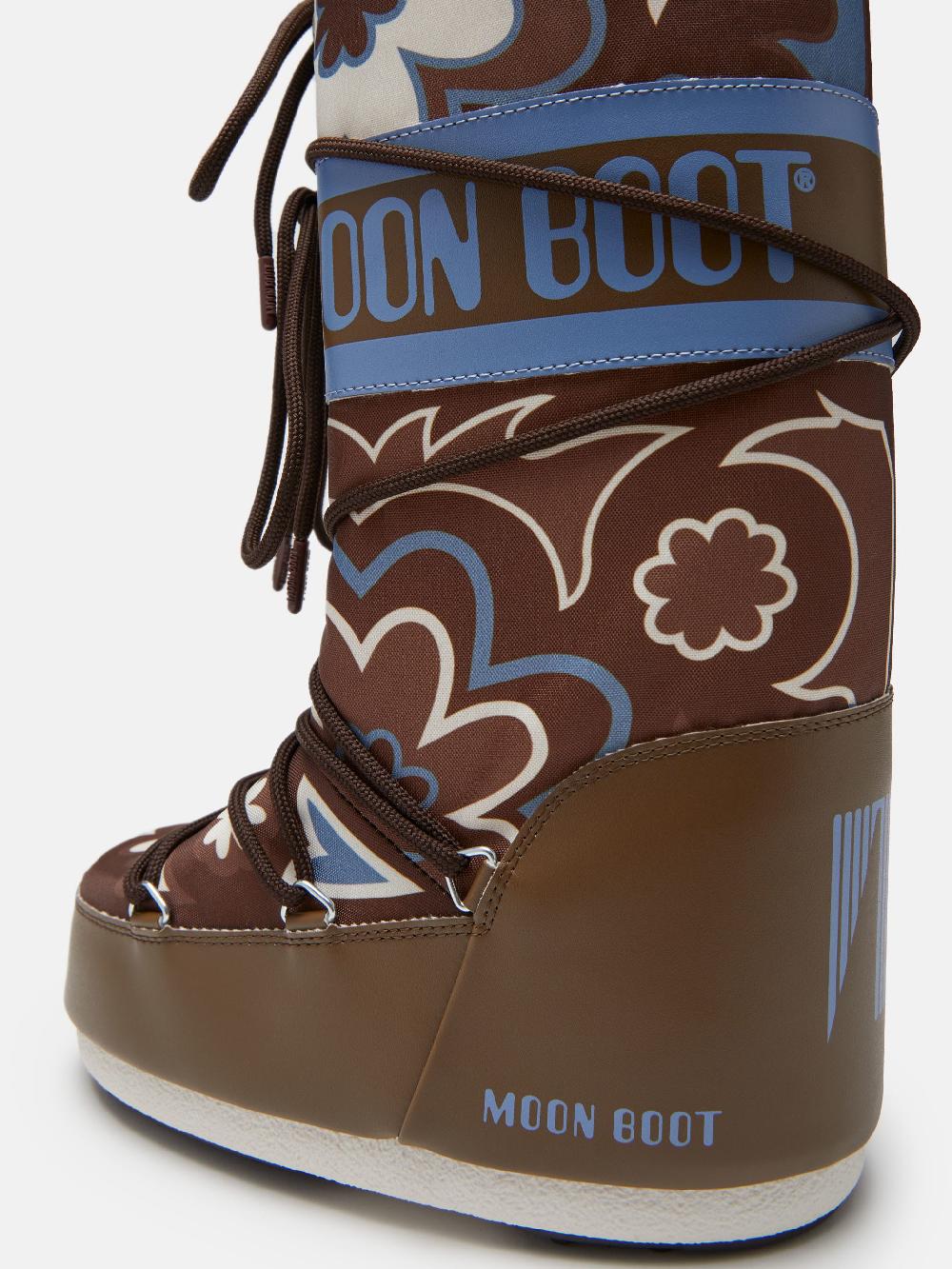 Moon Boot ICON MARRONE CON MOTIVO FLOREALE Promozione