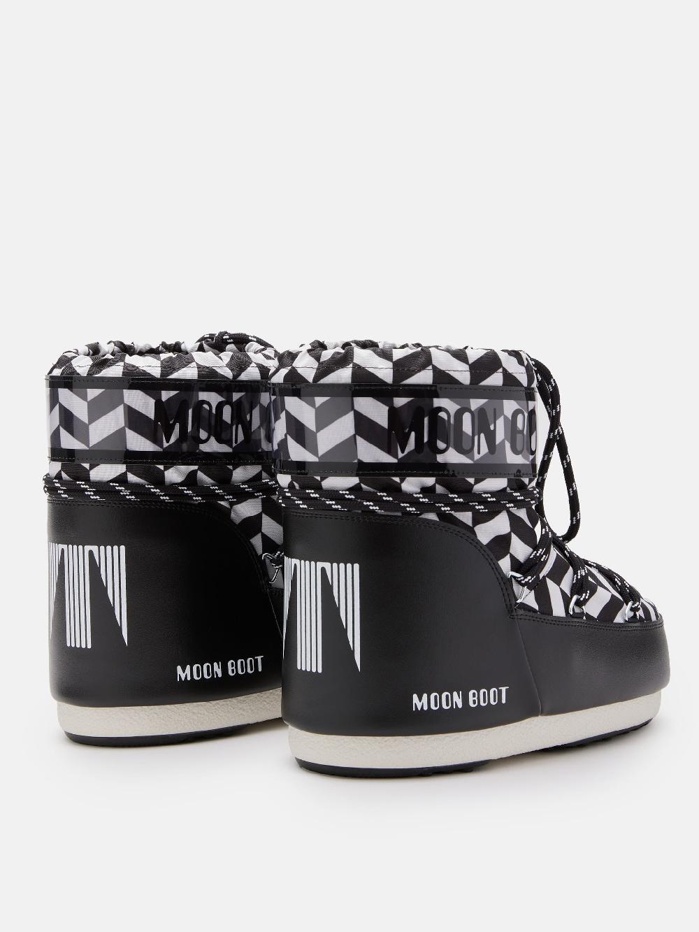 Moon Boot ICON LOW NERO CON STAMPA OPTICAL Soddisfazione Garantita