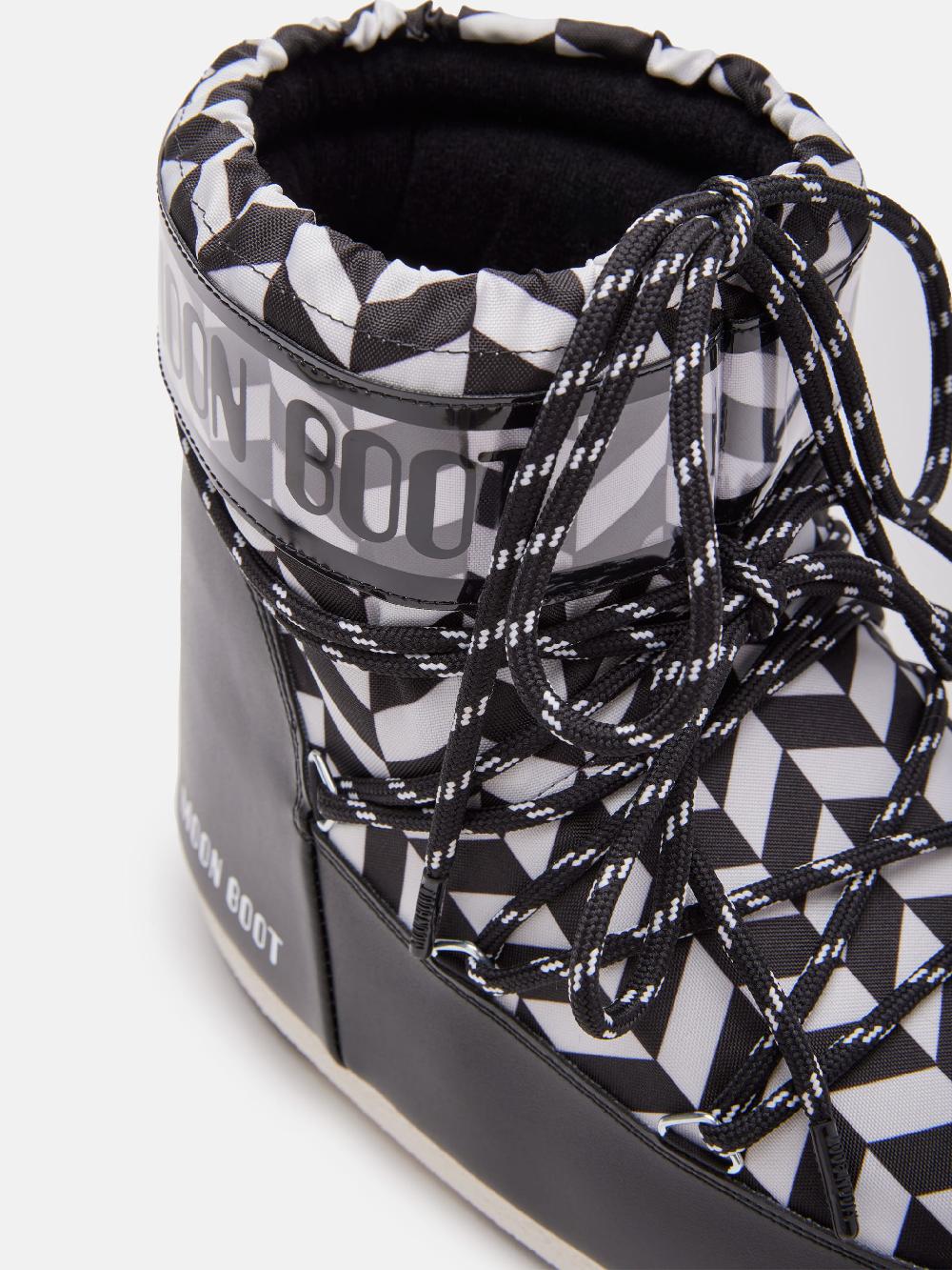 Moon Boot ICON LOW NERO CON STAMPA OPTICAL Soddisfazione Garantita