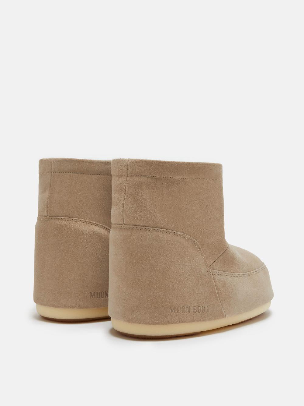Moon Boot ICON LOW NOLACE BEIGE IN PELLE SCAMOSCIATA Nuovo