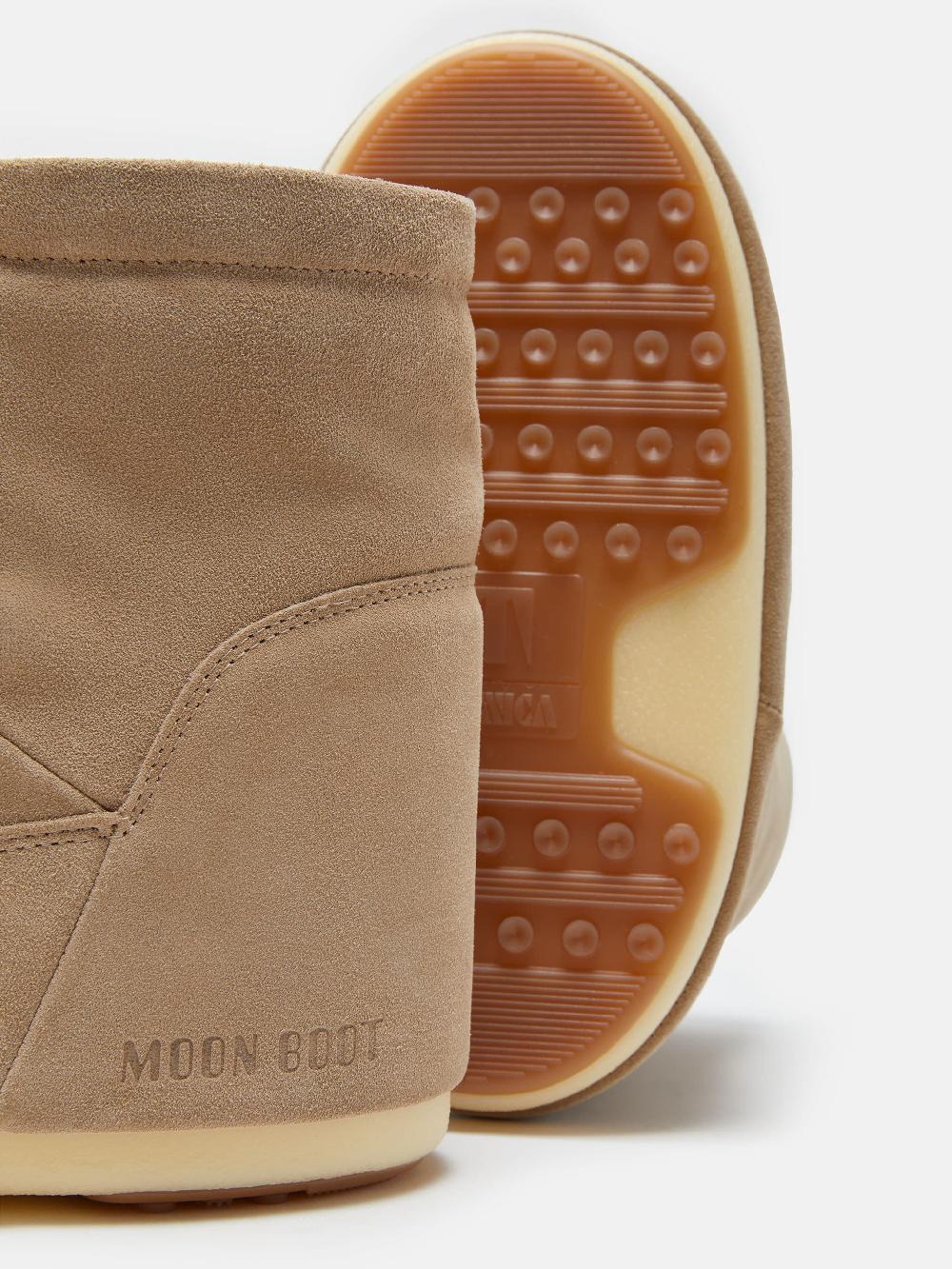 Moon Boot ICON LOW NOLACE BEIGE IN PELLE SCAMOSCIATA Nuovo