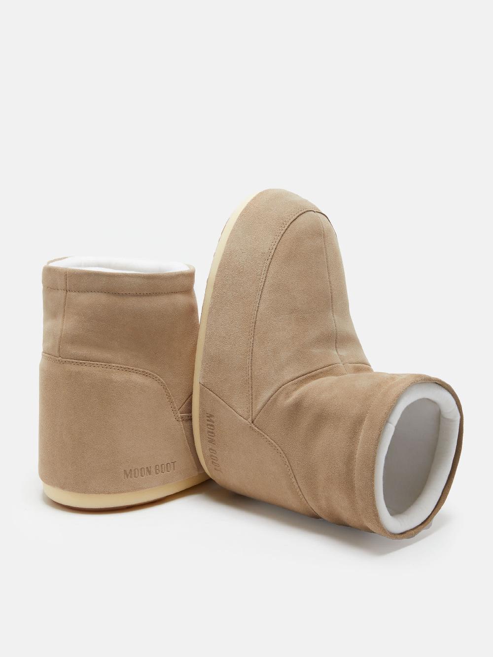 Moon Boot ICON LOW NOLACE BEIGE IN PELLE SCAMOSCIATA Nuovo