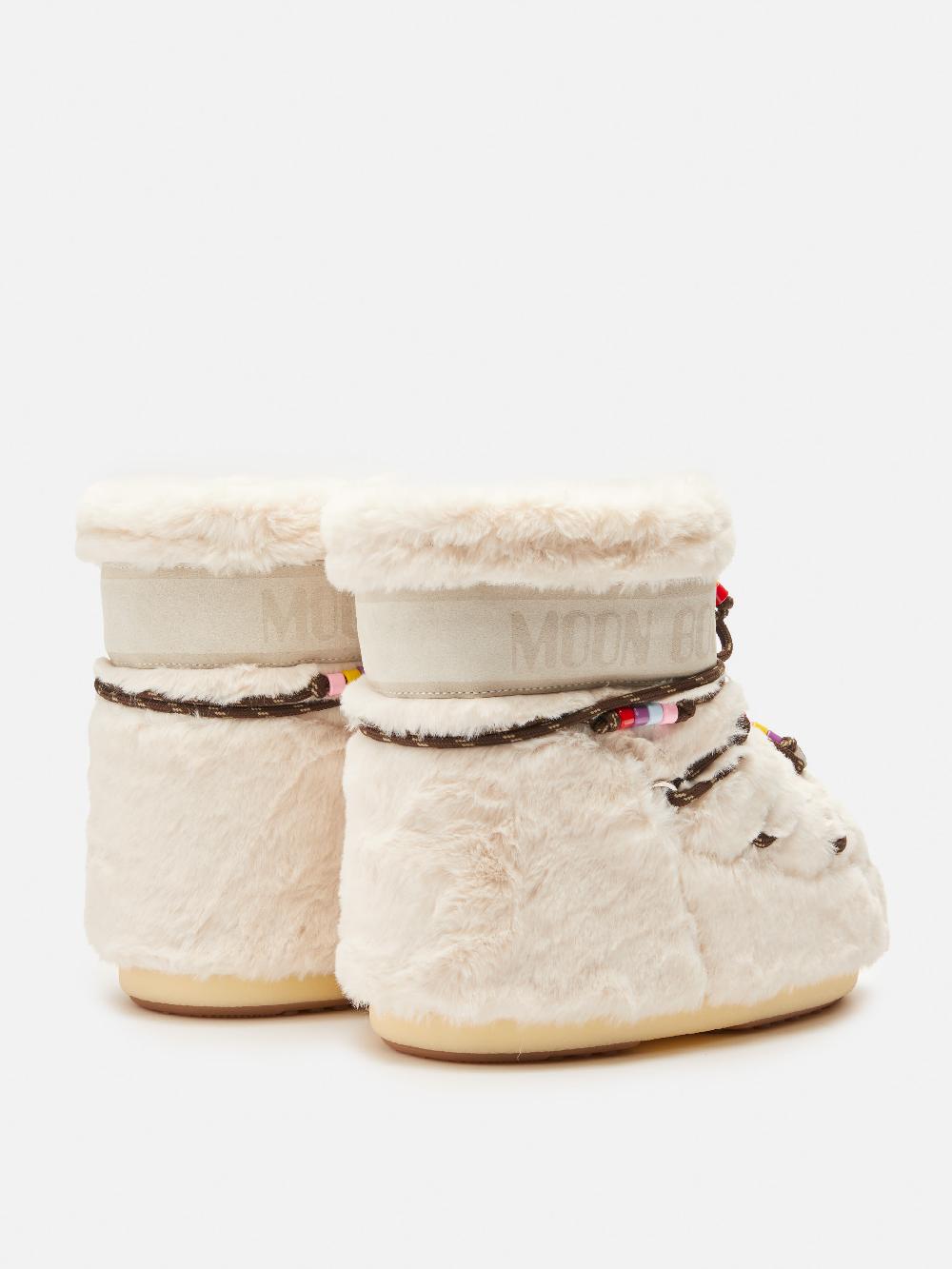 Moon Boot ICON LOW FAUX-FUR BEADS PANNA Vendita