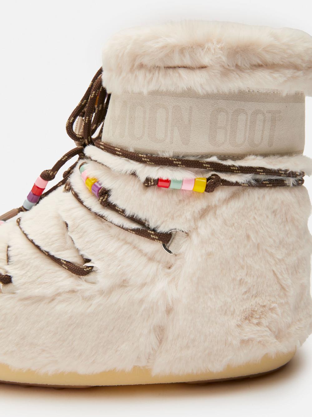 Moon Boot ICON LOW FAUX-FUR BEADS PANNA Vendita
