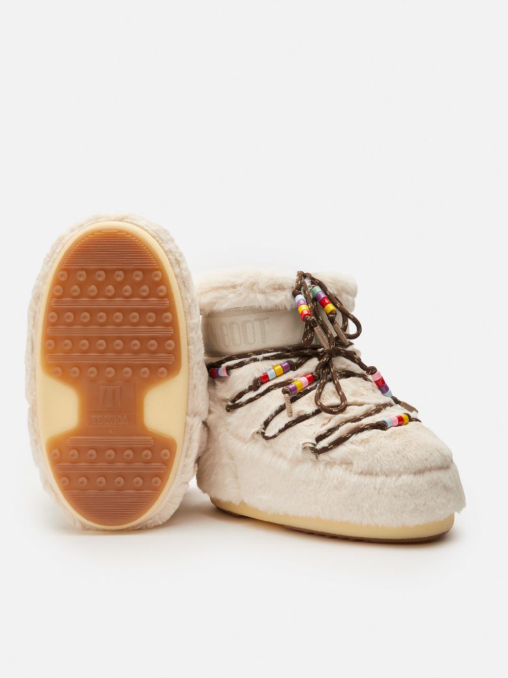 Moon Boot ICON LOW FAUX-FUR BEADS PANNA Vendita