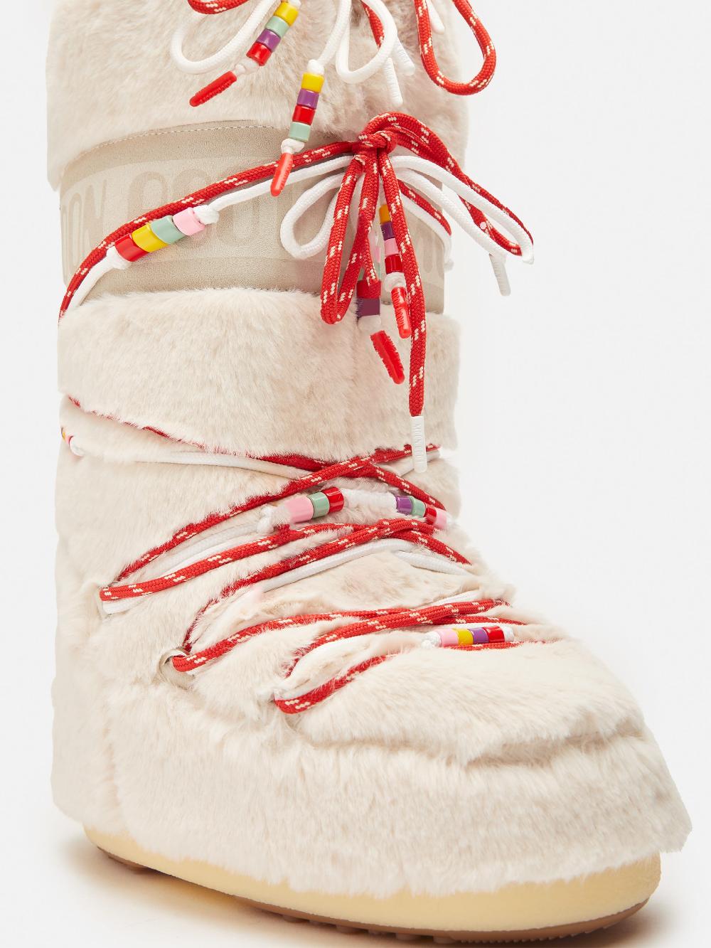 Moon Boot ICON FAUX-FUR BEADS PANNA Qualità Garantita