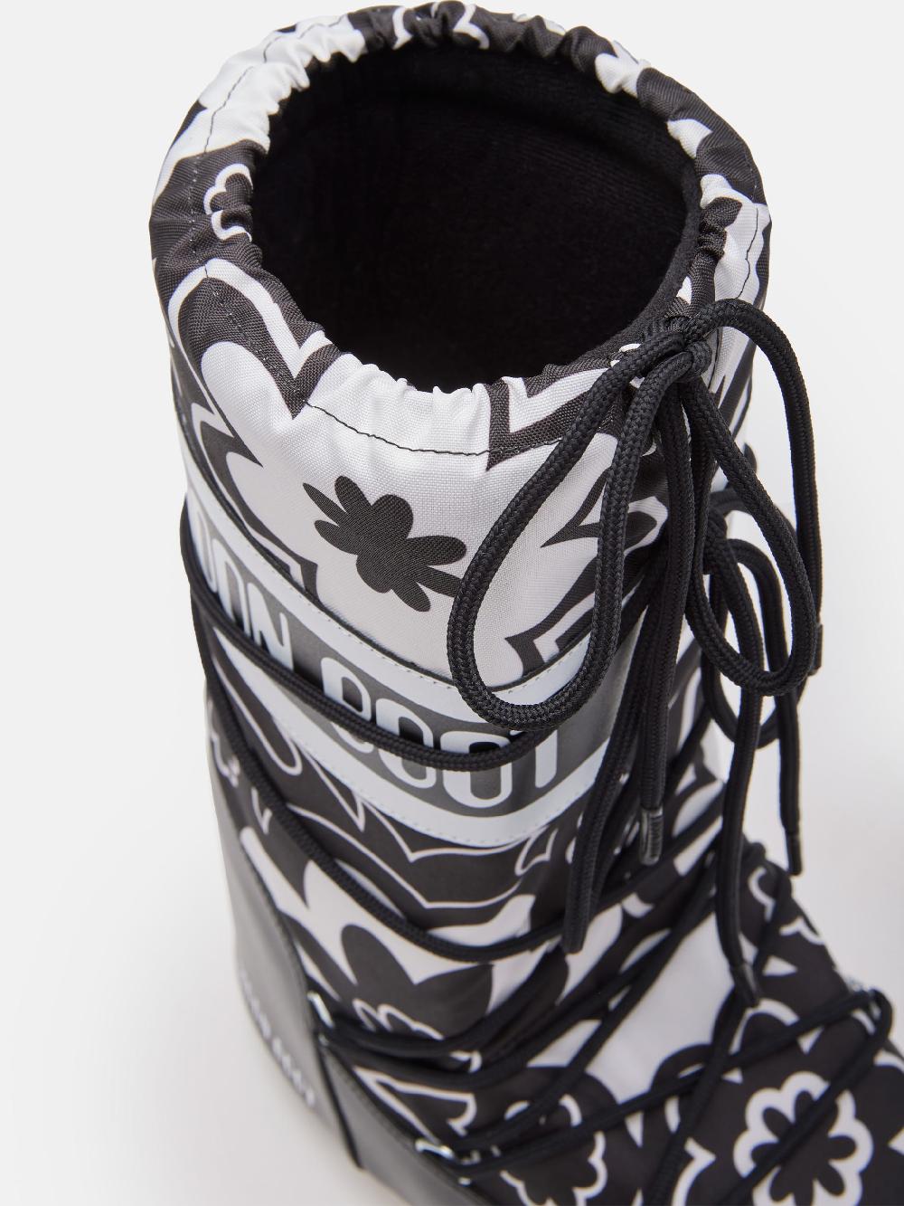 Moon Boot ICON NERO CON MOTIVO FLOREALE Online