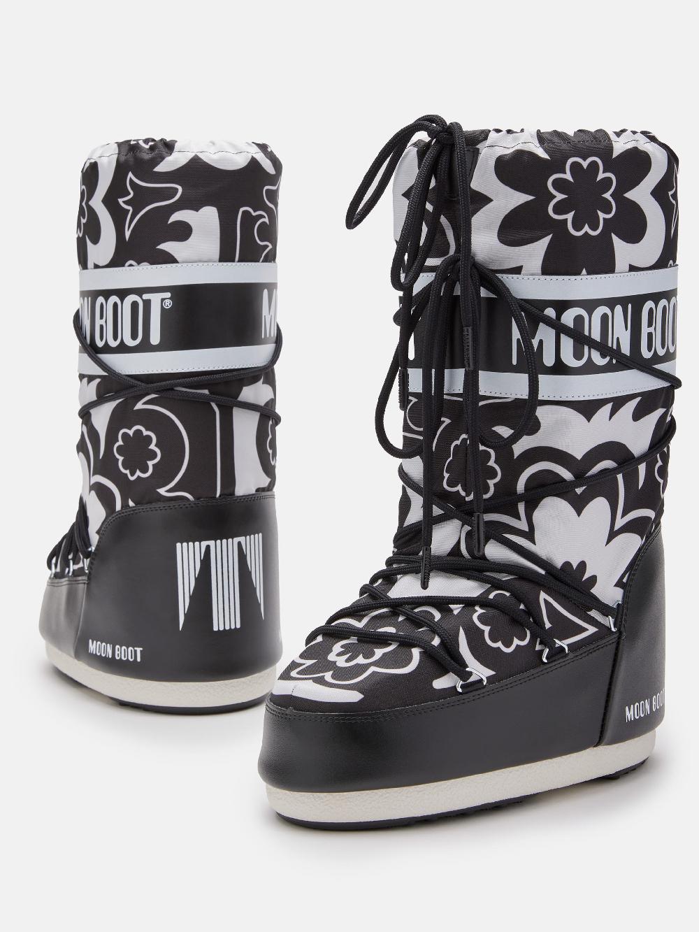 Moon Boot ICON NERO CON MOTIVO FLOREALE Online