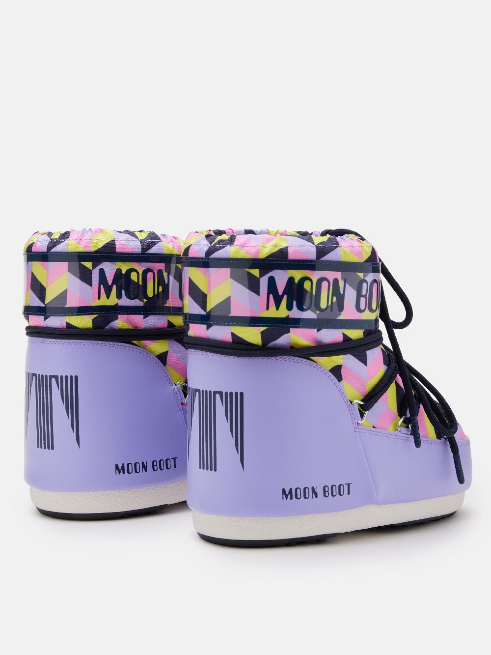 Moon Boot ICON LOW LILLA CON STAMPA OPTICAL Enormi risparmi