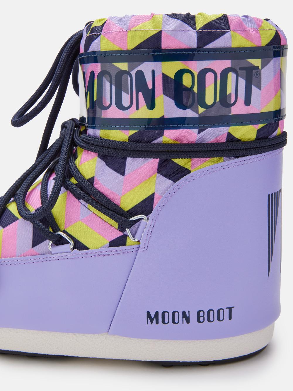 Moon Boot ICON LOW LILLA CON STAMPA OPTICAL Enormi risparmi
