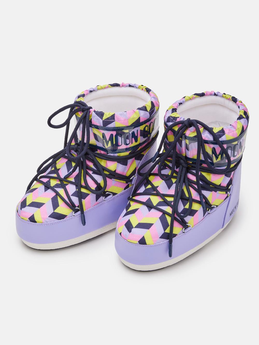Moon Boot ICON LOW LILLA CON STAMPA OPTICAL Enormi risparmi