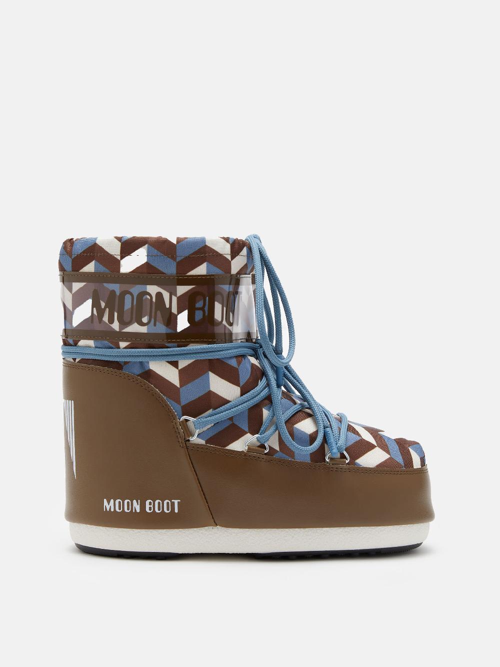 Moon Boot ICON LOW MARRONE CON STAMPA OPTICAL