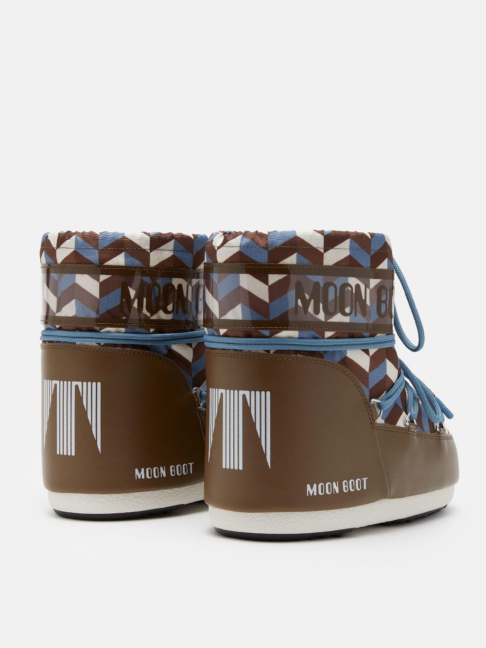 Moon Boot ICON LOW MARRONE CON STAMPA OPTICAL Promozione