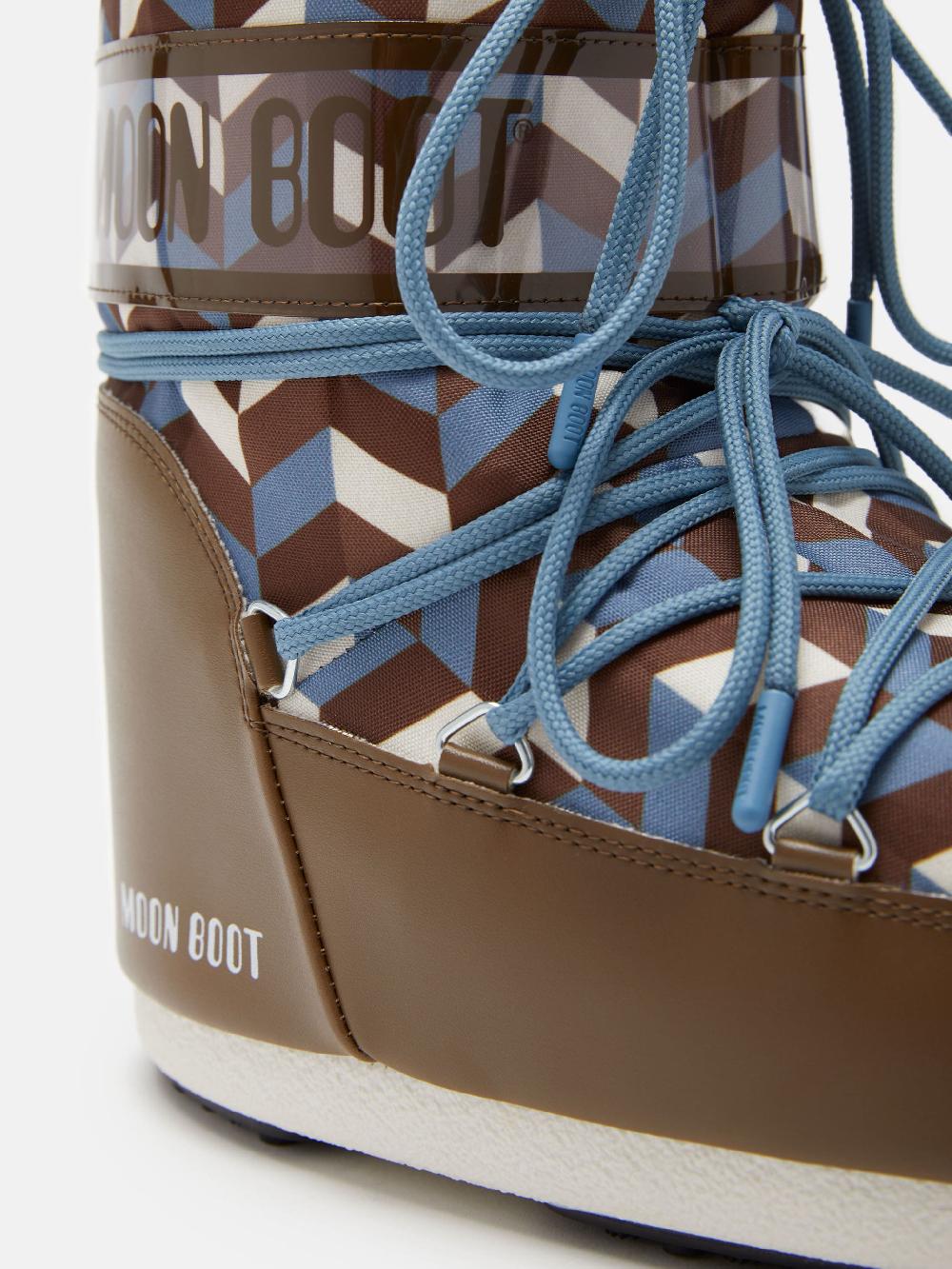 Moon Boot ICON LOW MARRONE CON STAMPA OPTICAL Promozione