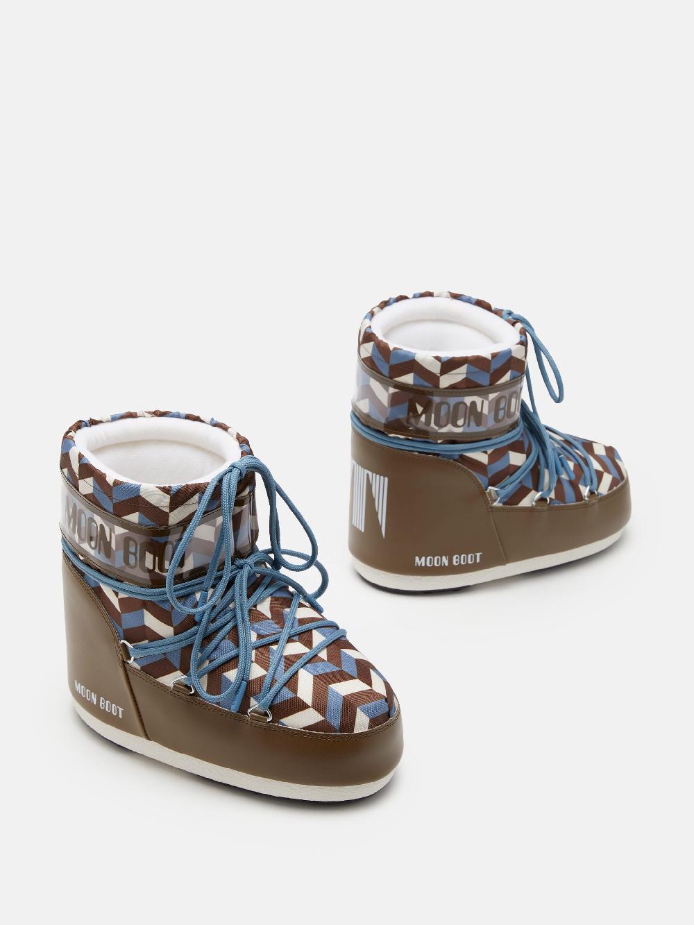Moon Boot ICON LOW MARRONE CON STAMPA OPTICAL Promozione
