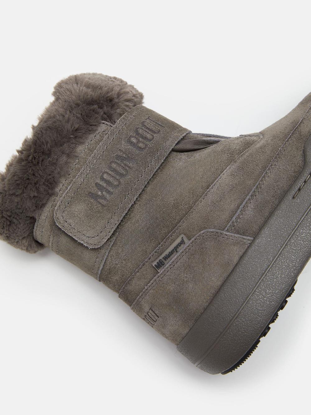Moon Boot JUNIOR PARK GRIGIO IN PELLE SCAMOSCIATA CON CHIUSURA A STRAPPO Acquista Ora