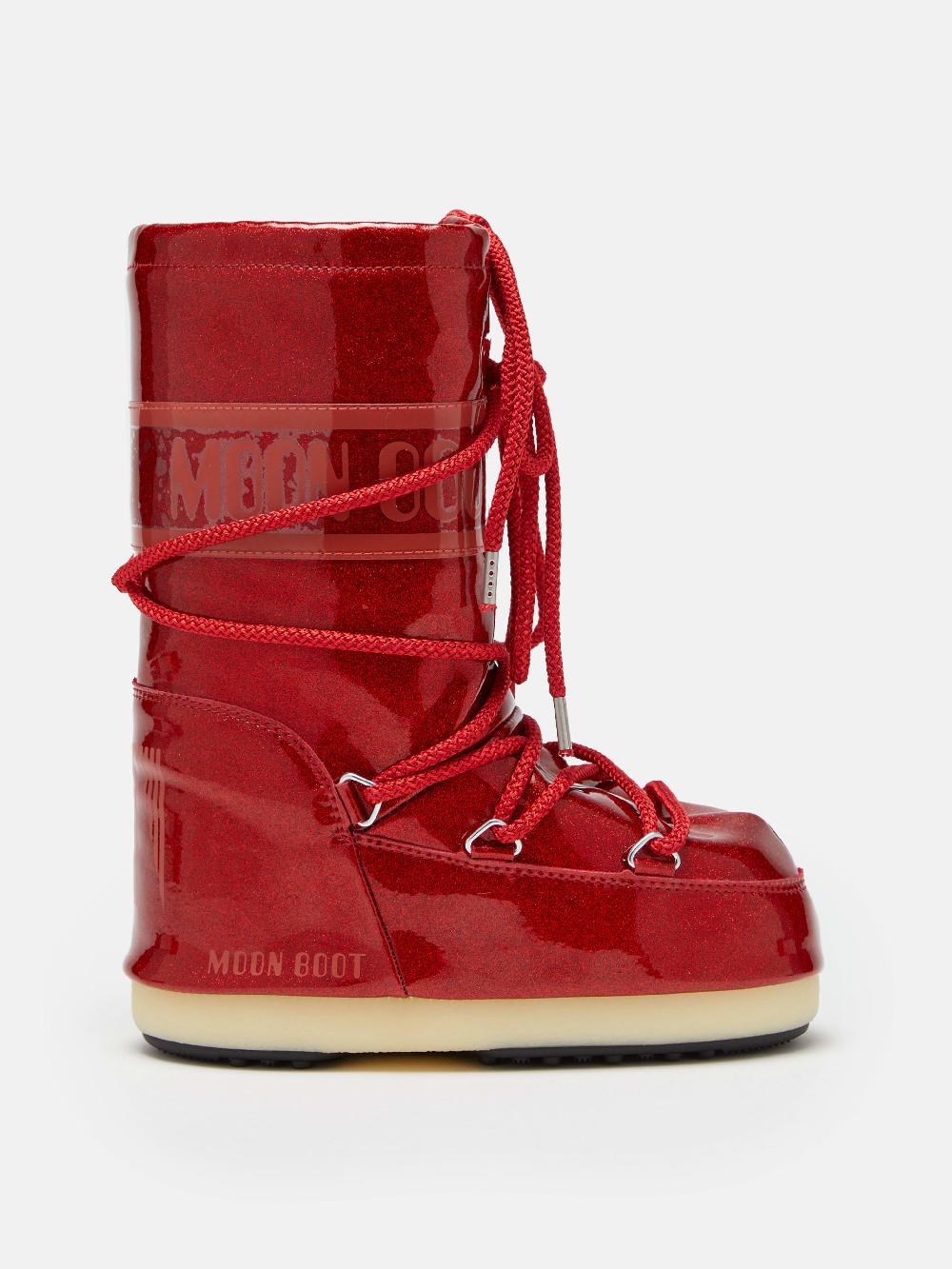 Moon Boot ICON JUNIOR GLITTER ROSSO Convenienza