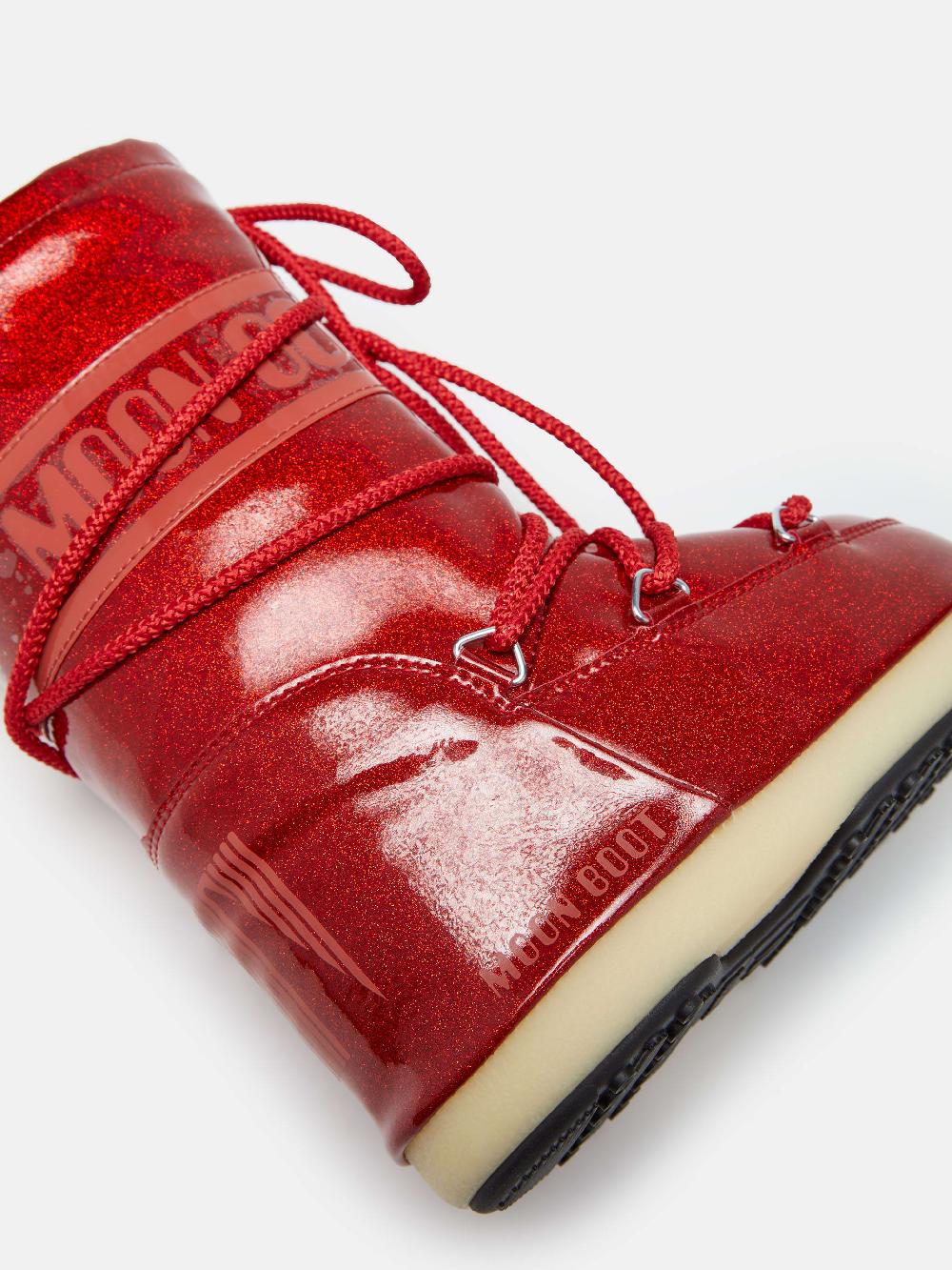 Moon Boot ICON JUNIOR GLITTER ROSSO Convenienza