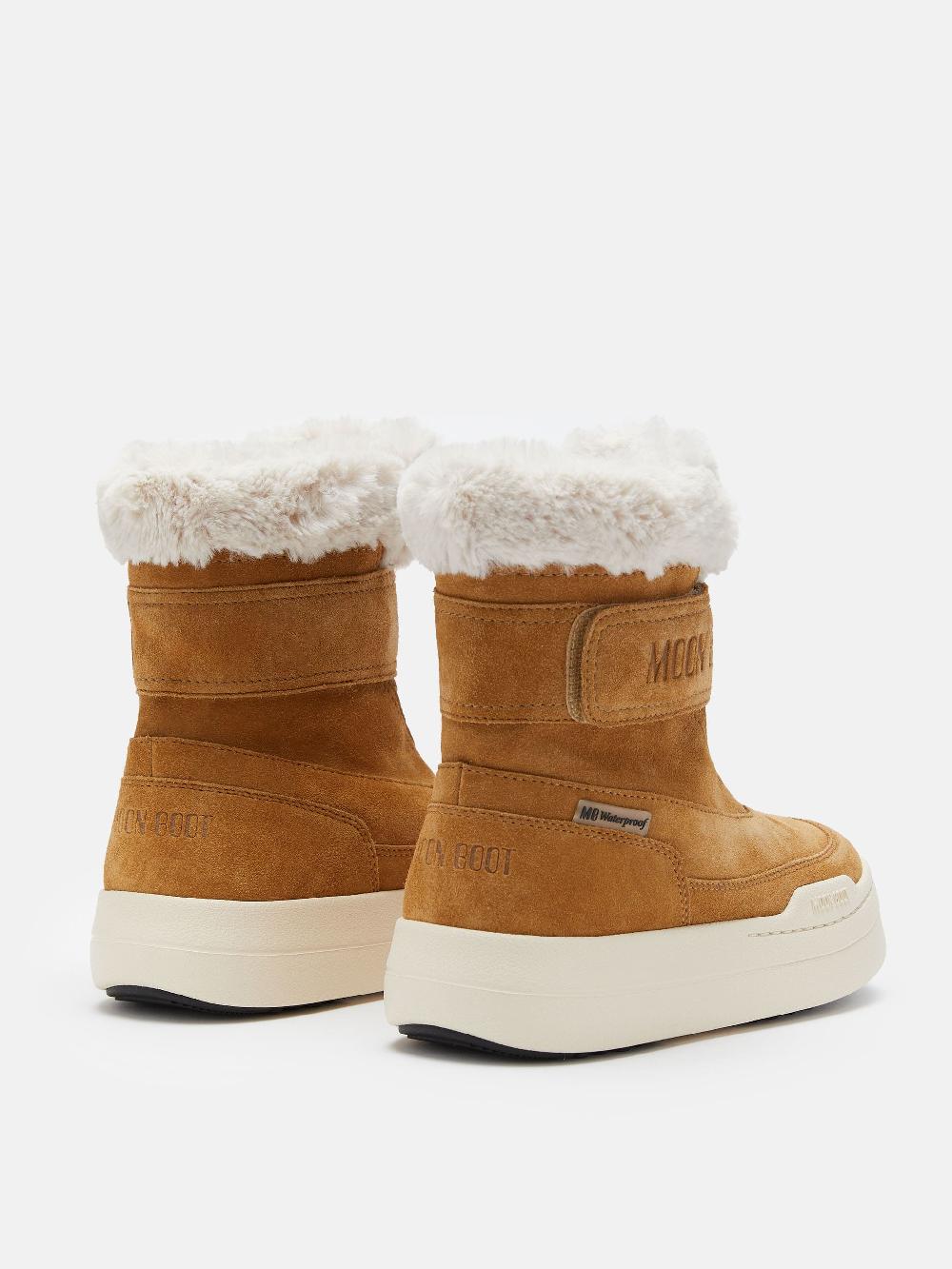 Moon Boot JUNIOR PARK NOCCIOLA IN PELLE SCAMOSCIATA CON CHIUSURA A STRAPPO 2025