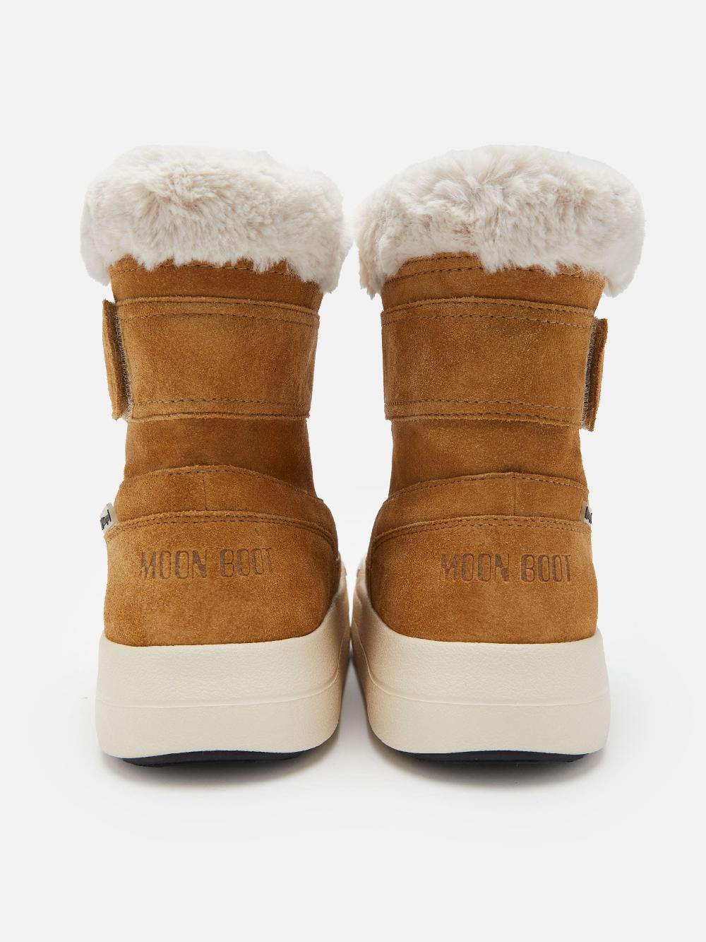 Moon Boot JUNIOR PARK NOCCIOLA IN PELLE SCAMOSCIATA CON CHIUSURA A STRAPPO 2025