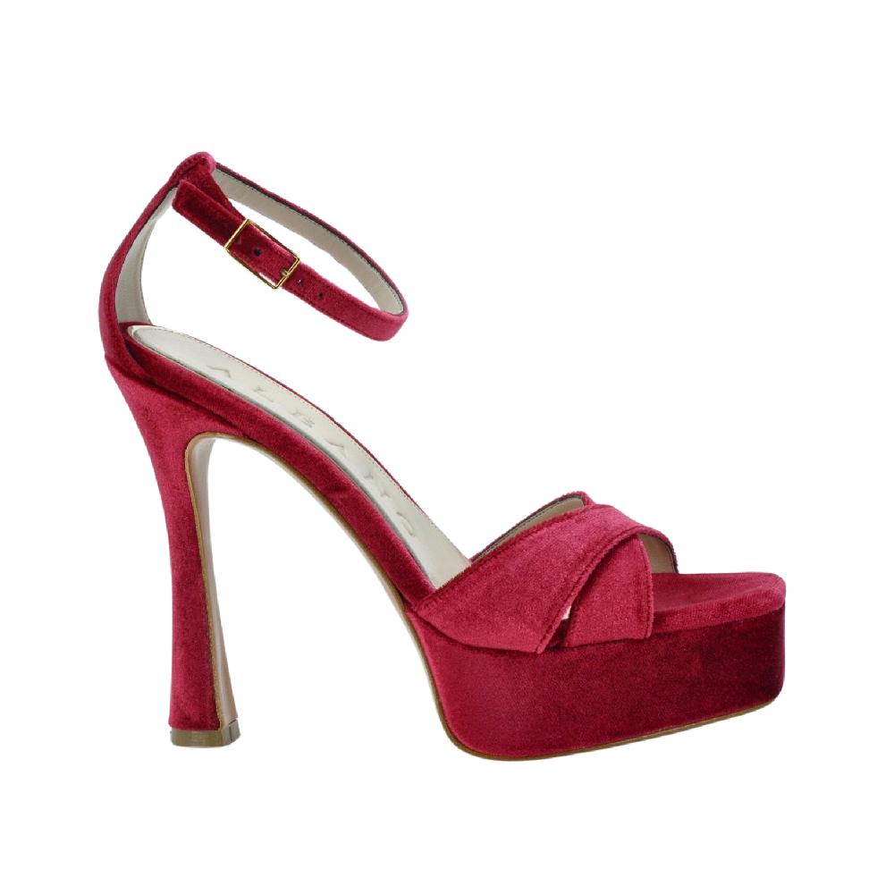 ﻿ALBANO Sandali in velluto rosso