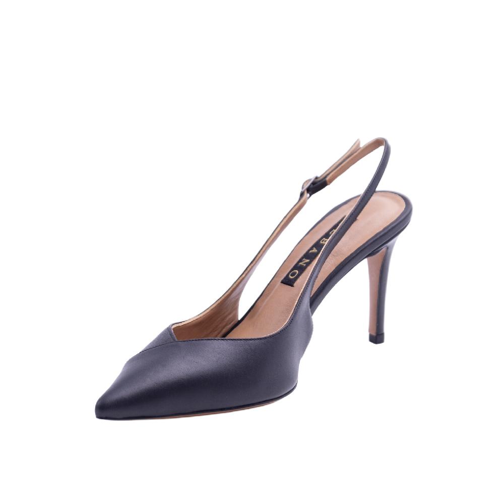ALBANO Slingback pelle nera Super sconto